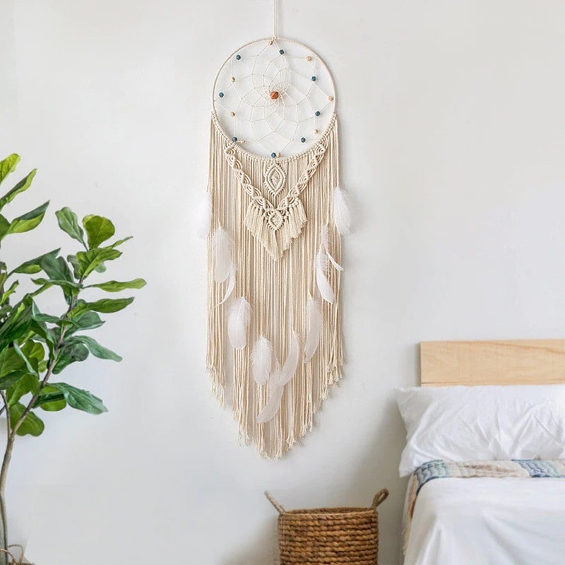 Attrape Rêves Macramé Attrape-Rêves Géant en Macramé Élégant