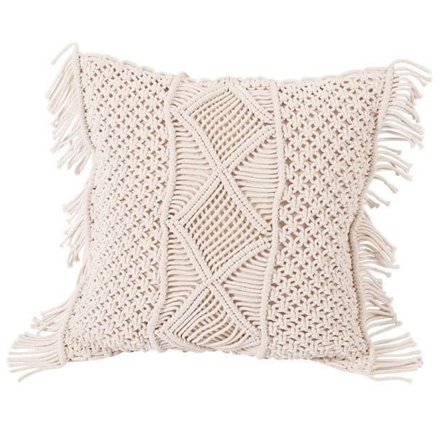 Housse de Coussin Coussin Macramé Beige Chic