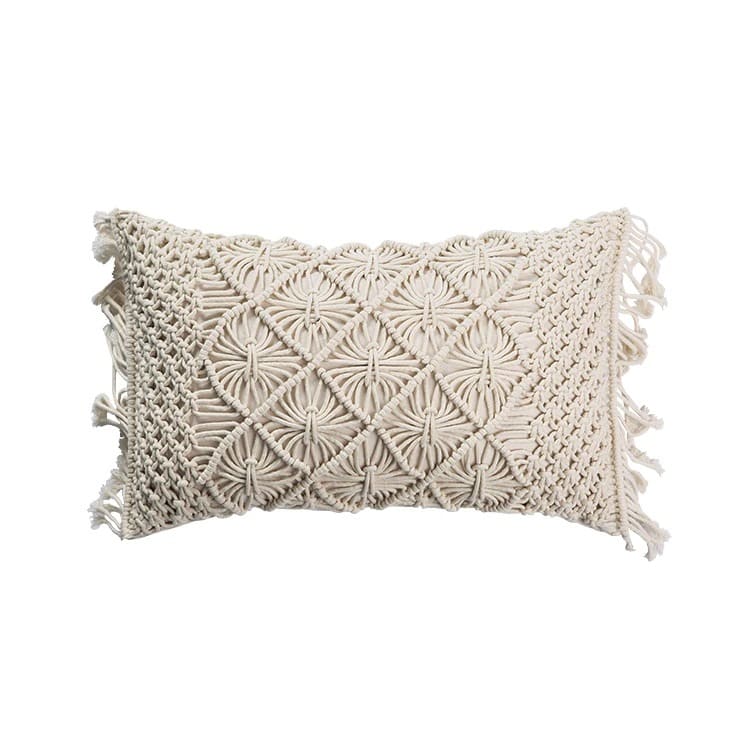 Housse de Coussin Coussin Rectangulaire en Macramé Élégance