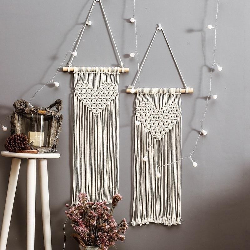 Macramé Mural Cœur en Macramé Élégant