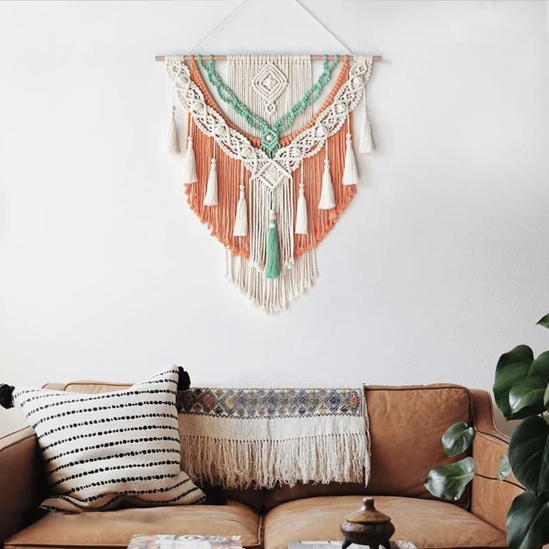 Macramé Mural Macramé mural bicolore envoûtant
