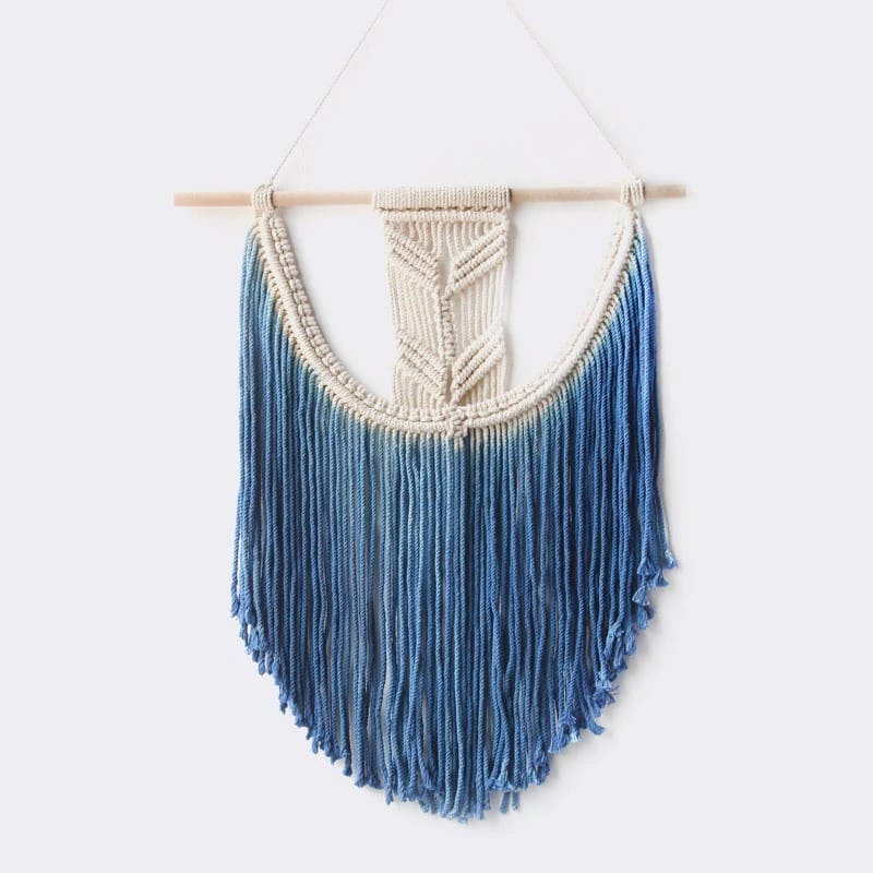Macramé Mural Macramé Mural Bleu Éclatant