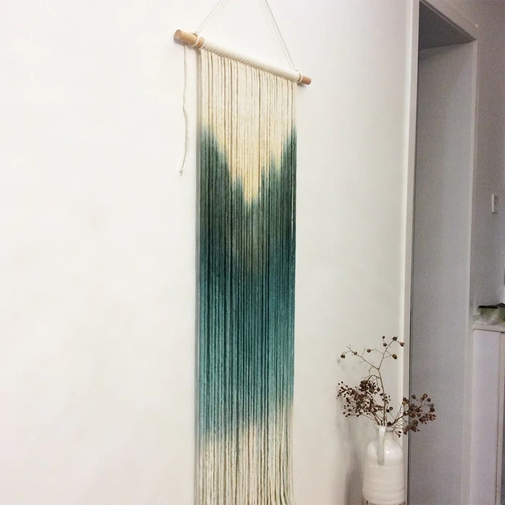Macramé Mural Macramé mural dégradé en vert éclatant