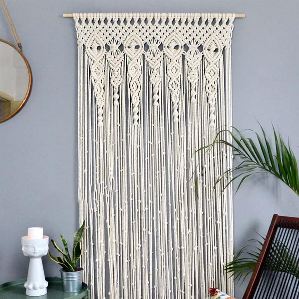 Rideau Macramé Rideau Macramé en coton écru - Élégance Artisanale