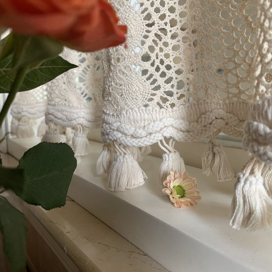 Rideau Macramé Rideaux Brise-Bise en Macramé Élégant