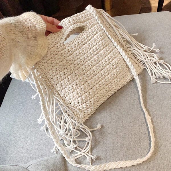 Sac Macramé Sac à main en corde tressée Élégance naturelle