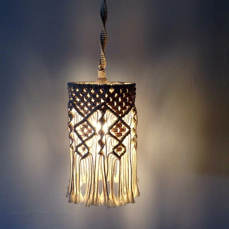 Abat-Jour Macramé Suspension Lampe Macramé Éthique