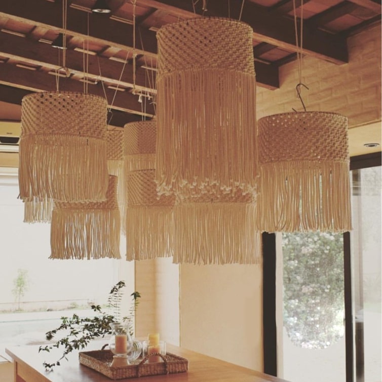 Abat-Jour Macramé Suspension Lustre Macramé Élégance