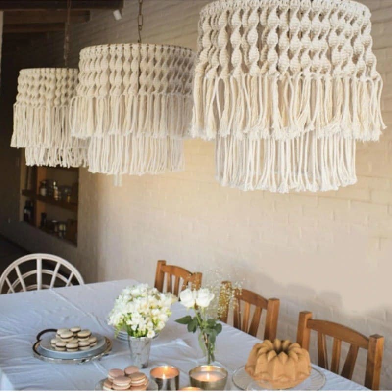Abat-Jour Macramé Suspension Lustre Macramé Élégance