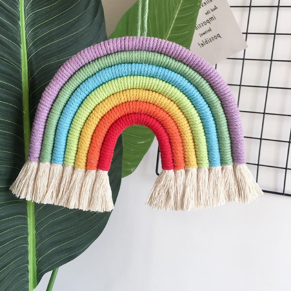 Arc-en-ciel macramé Arc-en-ciel en Macramé Éclat créatif