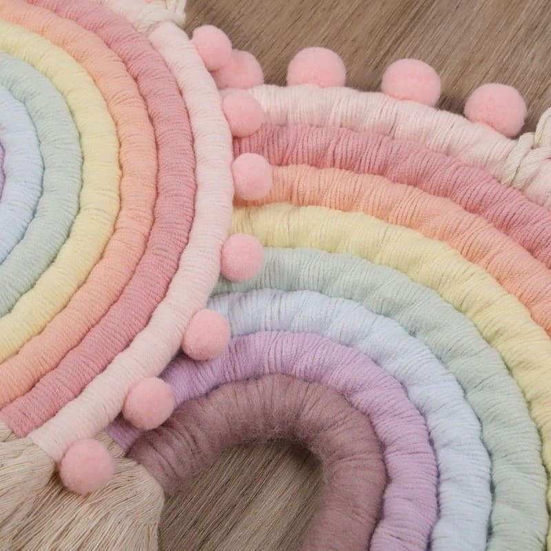 Arc-en-ciel macramé Arc-en-Ciel Macramé Mural Éclatant