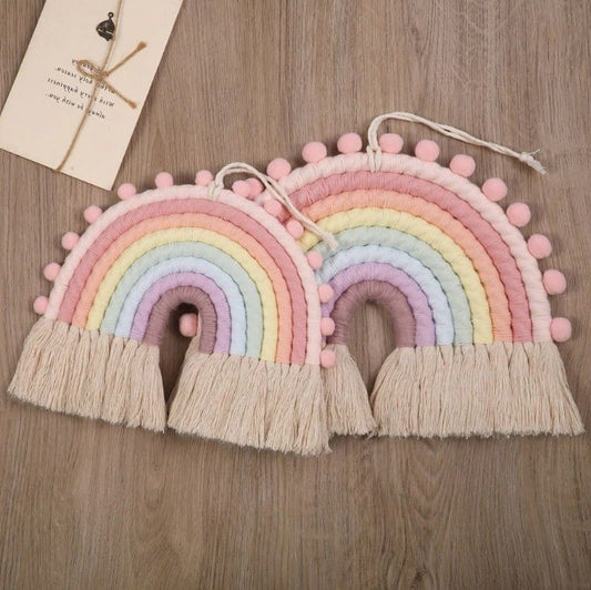 Arc-en-ciel macramé Arc-en-Ciel Macramé Mural Éclatant