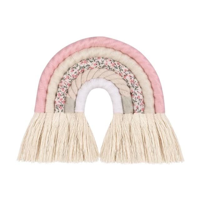Arc-en-ciel macramé Arc-en-Ciel Mural en Tissu Macramé - Création Unique