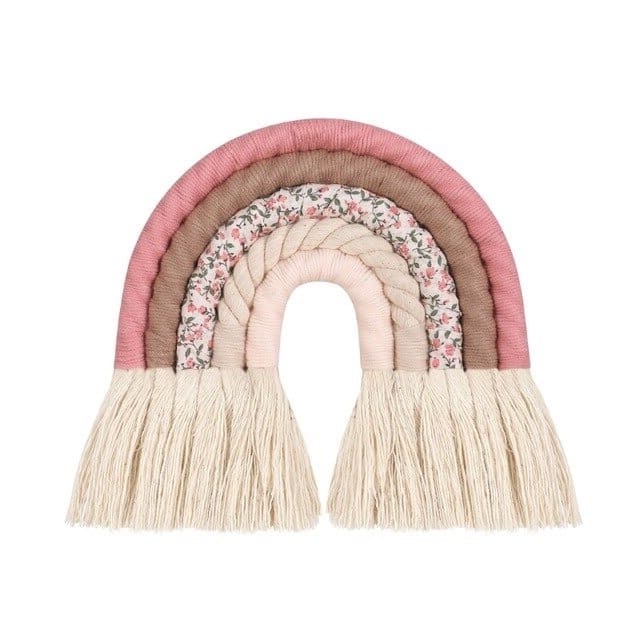 Arc-en-ciel macramé Arc-en-Ciel Mural en Tissu Macramé - Création Unique