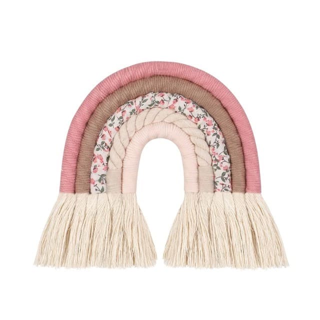 Arc-en-ciel macramé Arc-en-Ciel Mural en Tissu Macramé - Création Unique