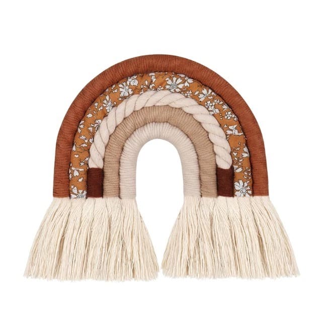 Arc-en-ciel macramé Arc-en-Ciel Mural en Tissu Macramé - Création Unique