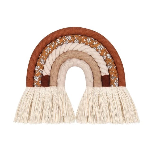 Arc-en-ciel macramé Arc-en-Ciel Mural en Tissu Macramé - Création Unique