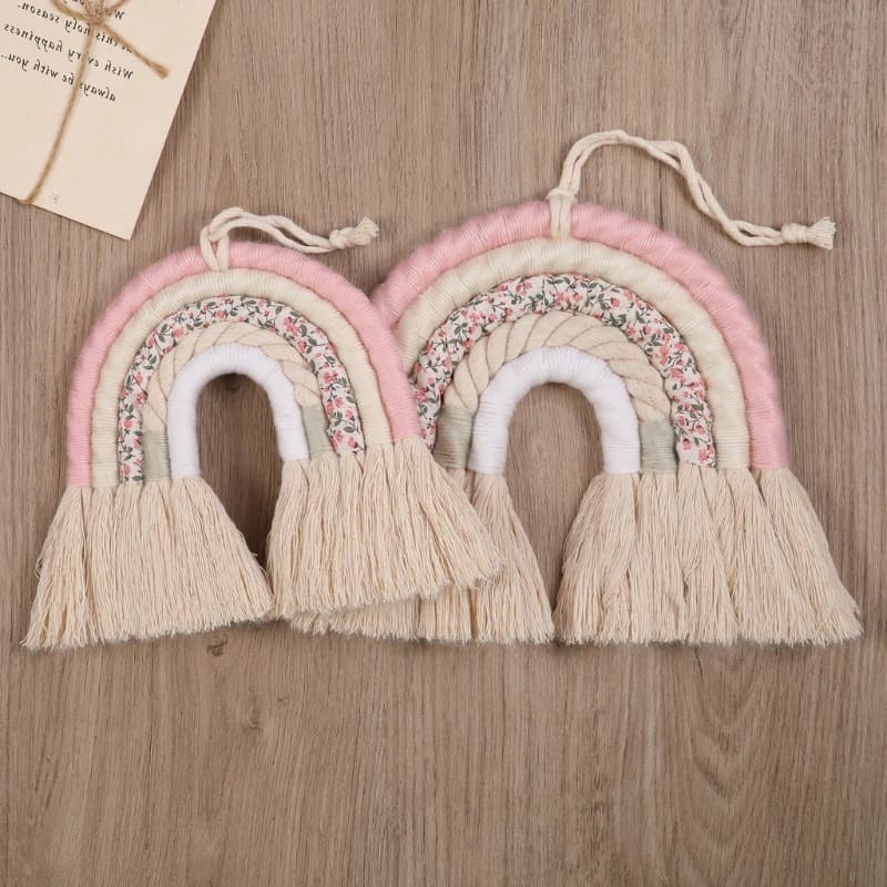 Arc-en-ciel macramé Arc-en-Ciel Mural en Tissu Macramé - Création Unique