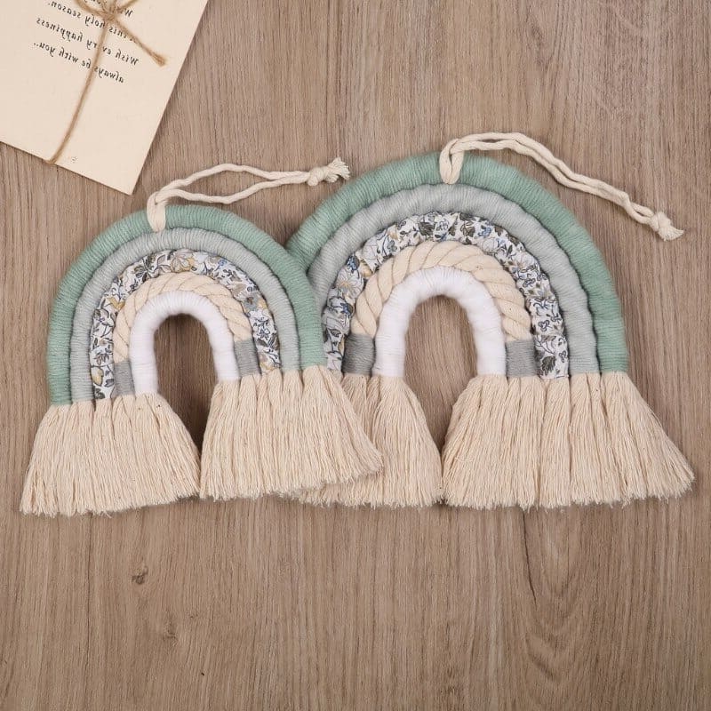 Arc-en-ciel macramé Arc-en-Ciel Mural en Tissu Macramé - Création Unique