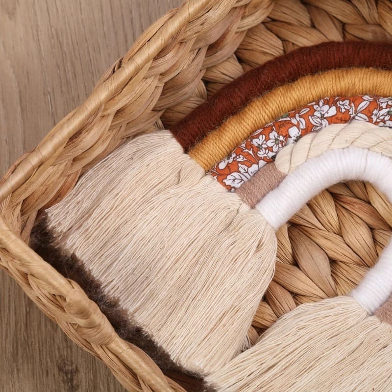 Arc-en-ciel macramé Arc-en-Ciel Mural en Tissu Macramé - Création Unique