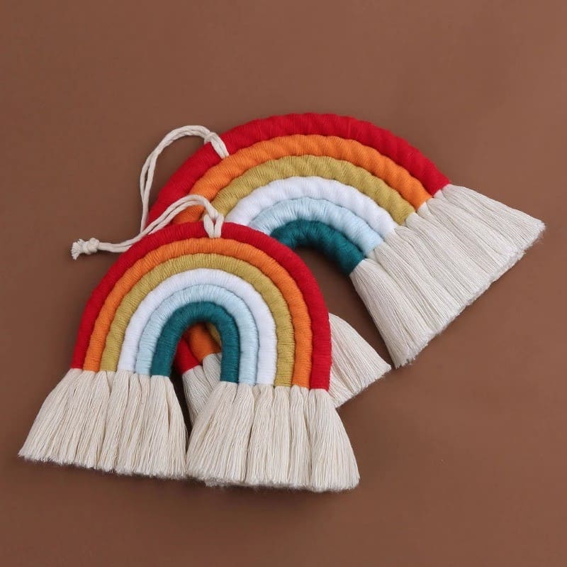 Arc-en-ciel macramé Coton Macramé : L'Arc-en-Ciel Éclatant