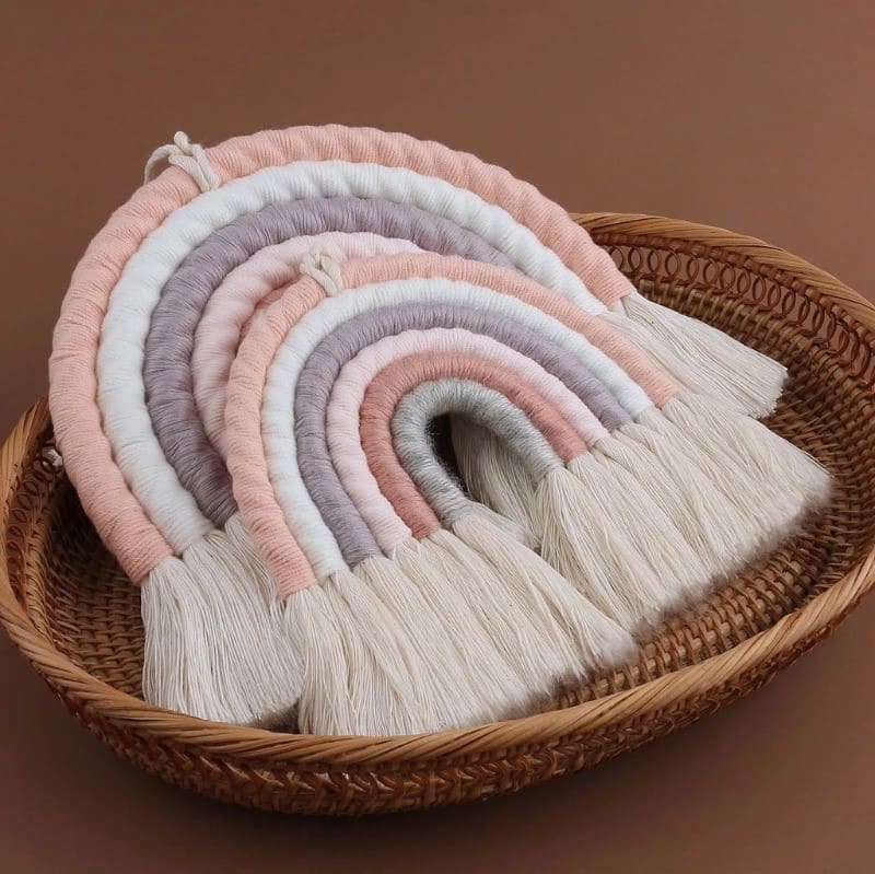 Arc-en-ciel macramé Coton Macramé : L'Arc-en-Ciel Éclatant