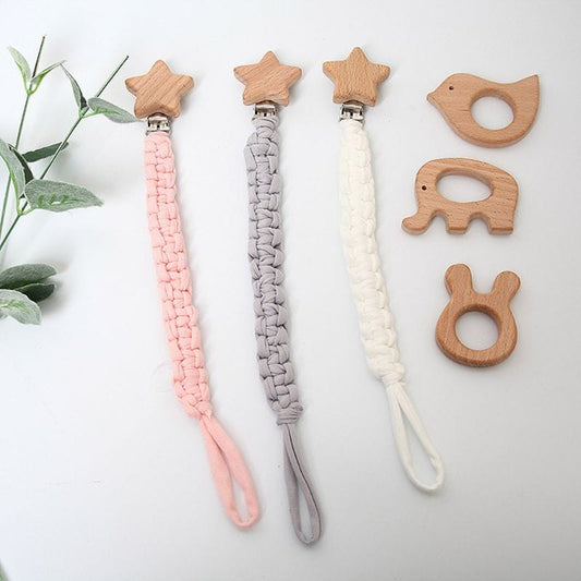 Attache Tétine Macramé Attache Sucette Étoile Magique