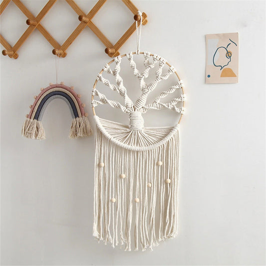Attrape Rêves Macramé Attrape-Rêves Arbre de Vie en Macramé Élégant