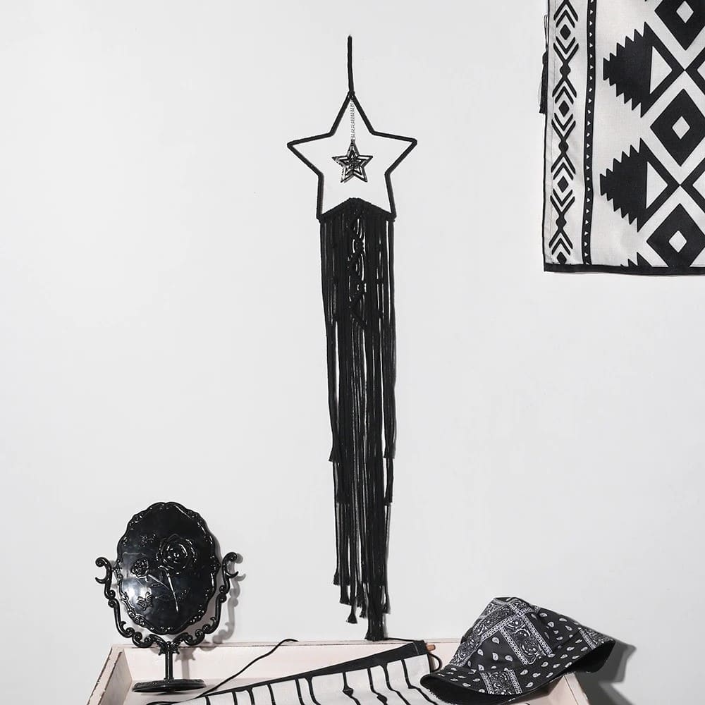 Attrape Rêves Macramé Attrape-Rêves Noir en Macramé Artisanale