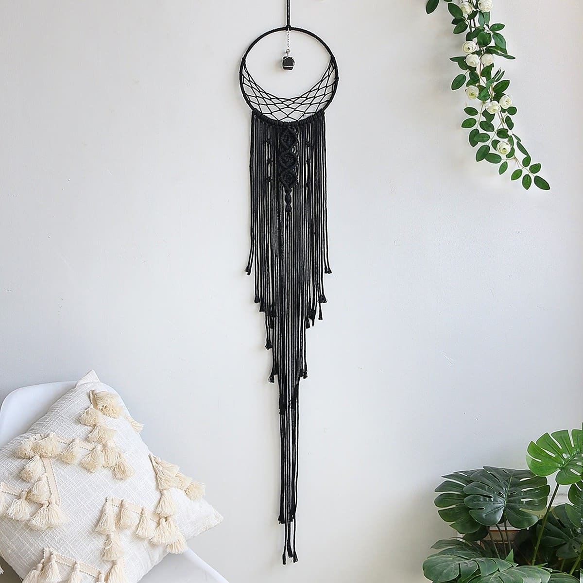 Attrape Rêves Macramé Attrape-Rêves Noir en Macramé Artisanale