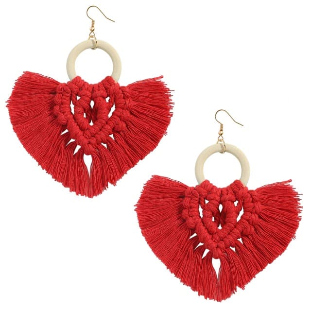 Boucles d'oreilles Macramé Boucle d'oreille en Macramé coton Élégance