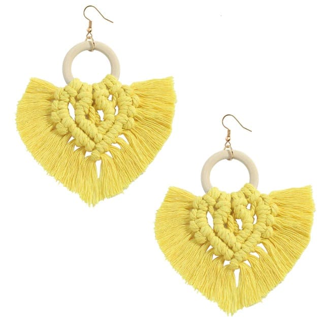 Boucles d'oreilles Macramé Boucle d'oreille en Macramé coton Élégance