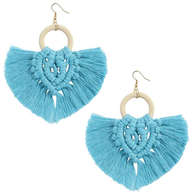 Boucles d'oreilles Macramé Boucle d'oreille en Macramé coton Élégance