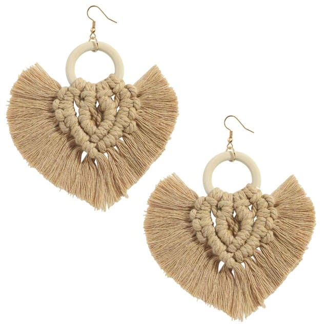 Boucles d'oreilles Macramé Boucle d'oreille en Macramé coton Élégance