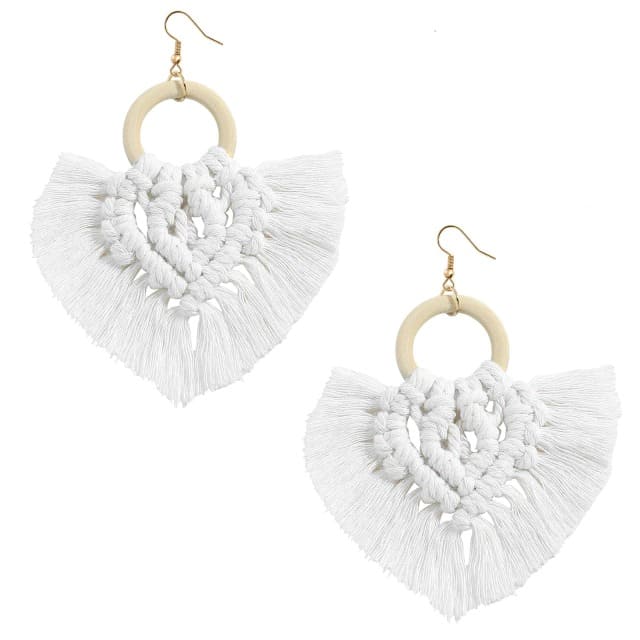 Boucles d'oreilles Macramé Boucle d'oreille en Macramé coton Élégance