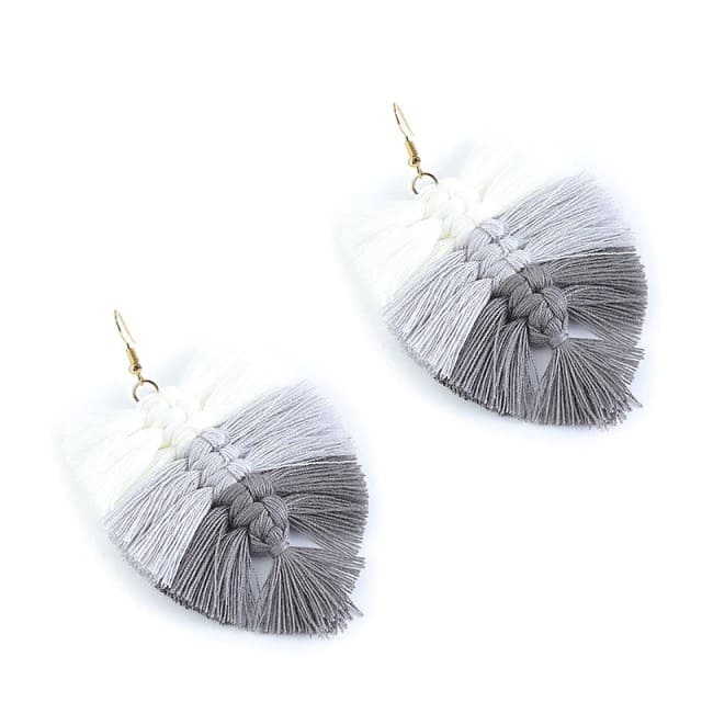 Boucles d'oreilles Macramé Boucle d'oreille feuille en Macramé Éclat Naturel