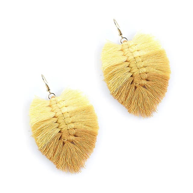 Boucles d'oreilles Macramé Boucle d'oreille feuille en Macramé Éclat Naturel