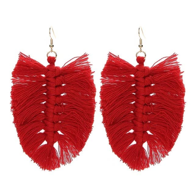 Boucles d'oreilles Macramé Boucle d'oreille plume en Macramé Chic