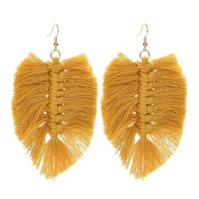 Boucles d'oreilles Macramé Boucle d'oreille plume en Macramé Chic