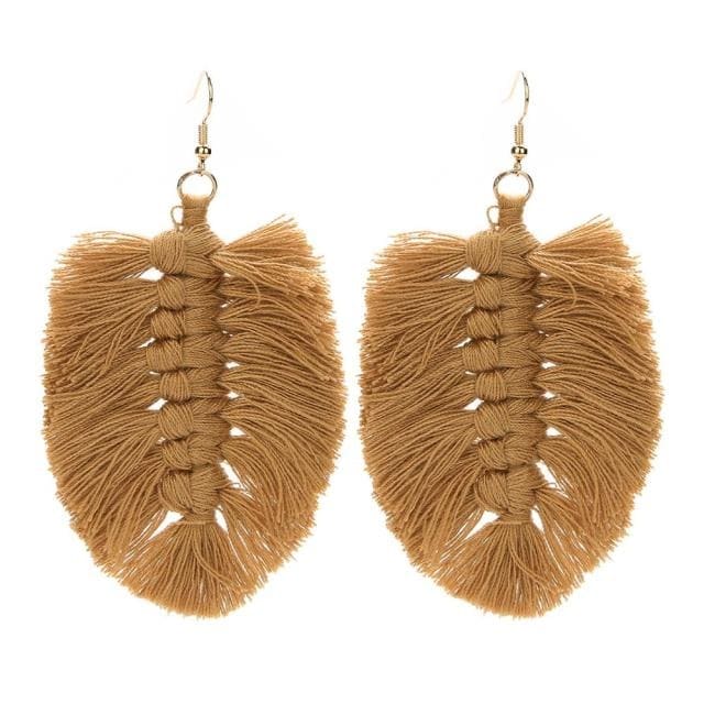 Boucles d'oreilles Macramé Boucle d'oreille plume en Macramé Chic