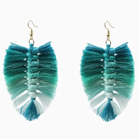 Boucles d'oreilles Macramé Boucle d'oreille plume en Macramé Chic