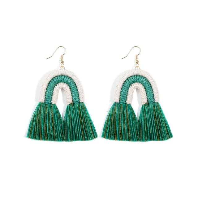 Boucles d'oreilles Macramé Boucles d'oreilles Arc-en-Ciel en Macramé Éclatant