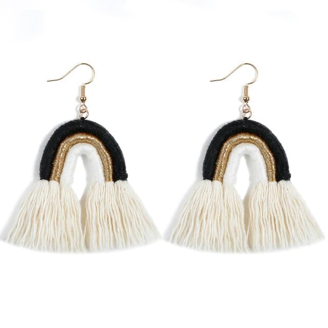 Boucles d'oreilles Macramé Boucles d'oreilles Arc-en-Ciel en Macramé Éclatant