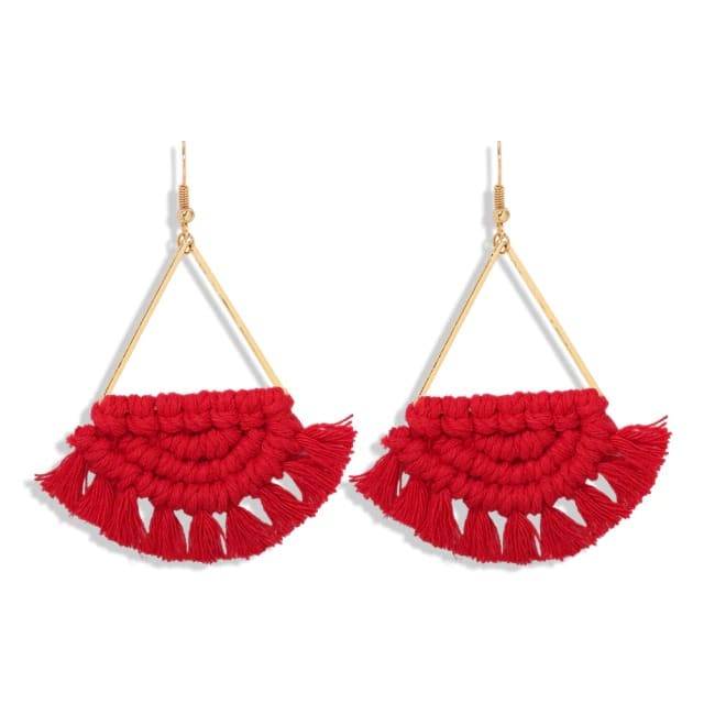 Boucles d'oreilles Macramé Boucles d'oreilles Pompon Chic en Macramé