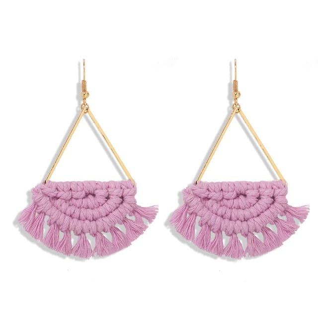 Boucles d'oreilles Macramé Boucles d'oreilles Pompon Chic en Macramé