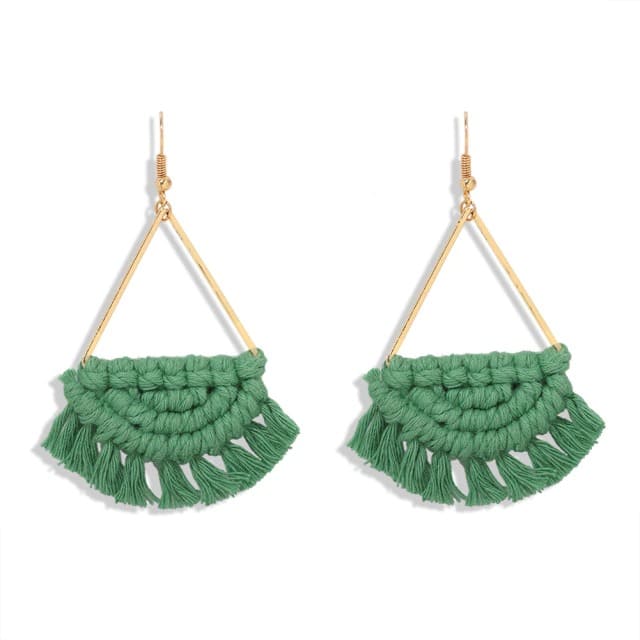 Boucles d'oreilles Macramé Boucles d'oreilles Pompon Chic en Macramé