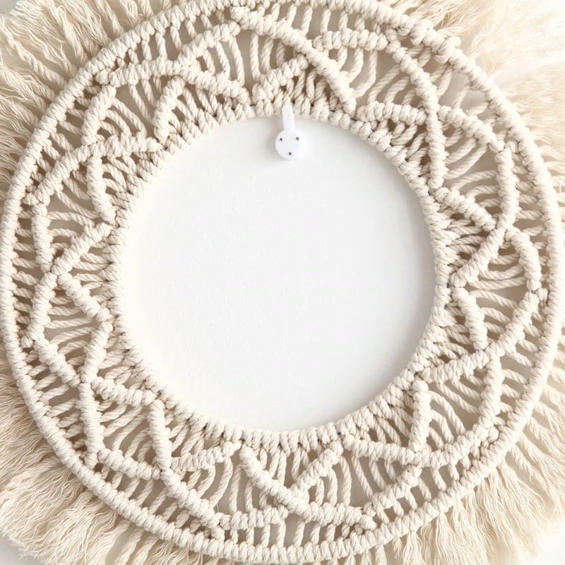 Cadre Macramé Miroir en Macramé Élégance