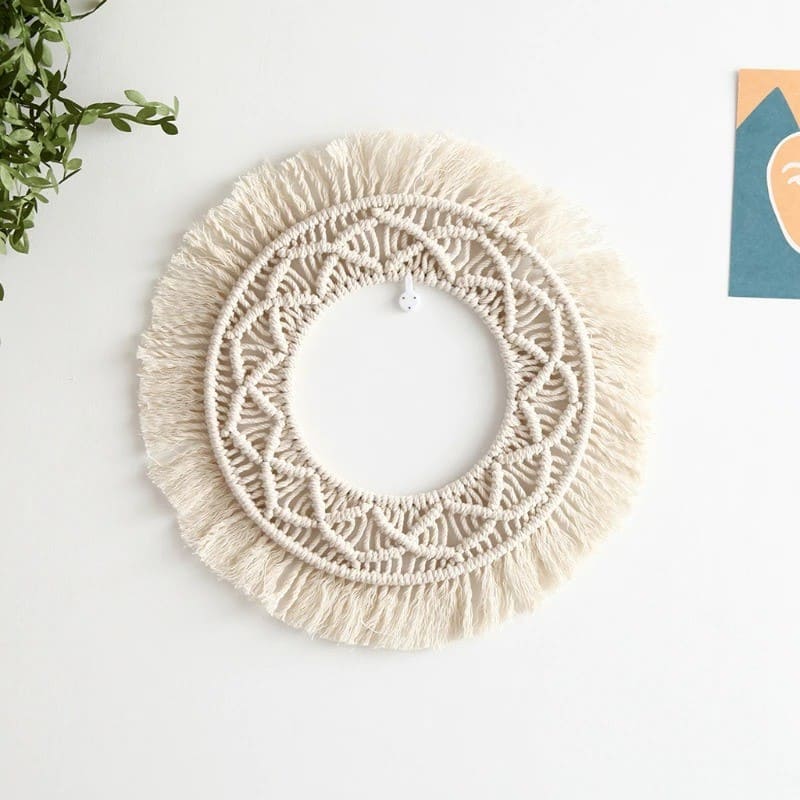 Cadre Macramé Miroir en Macramé Élégance