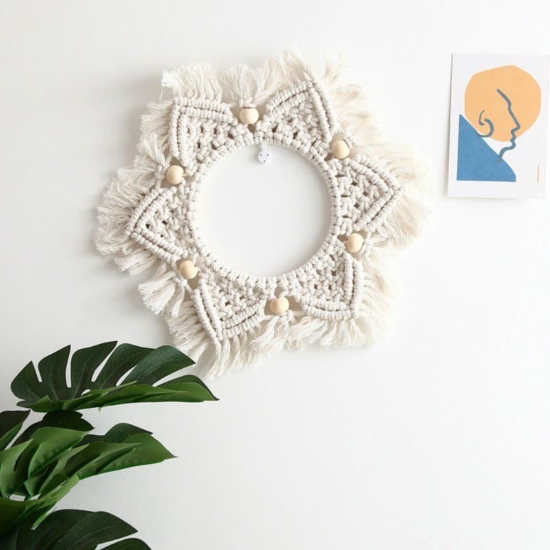 Cadre Macramé Miroir en Macramé Élégance