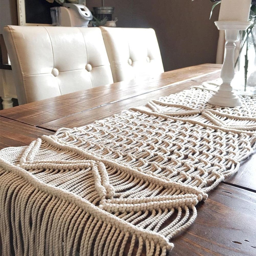 Chemin de Table Chemin de Table Bohème en Macramé Élégant
